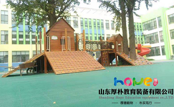 幼兒園滑梯 山東厚樸兒童戶(hù)外木制小房子滑梯