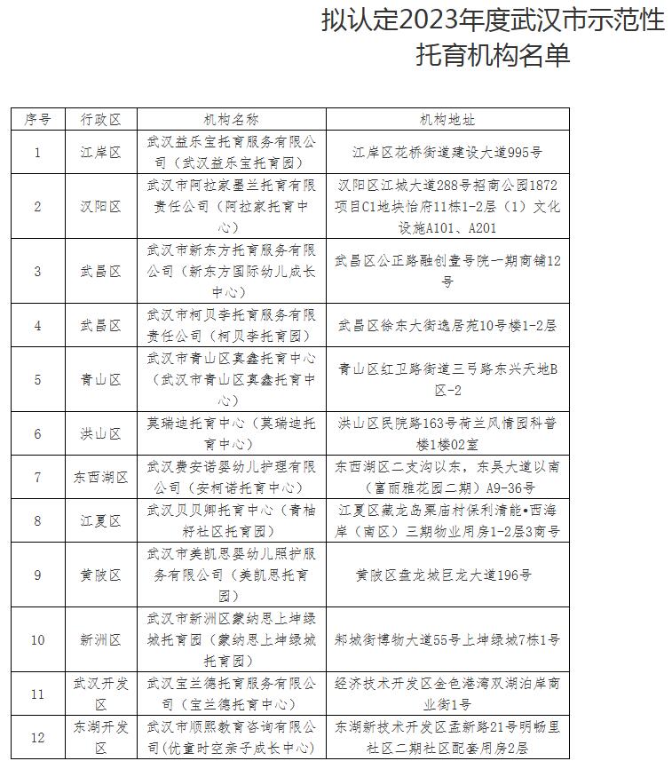 武漢認定示范性托育機構(gòu)，每家給予10萬元補助